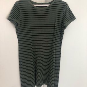 Green striped t-shirt dress